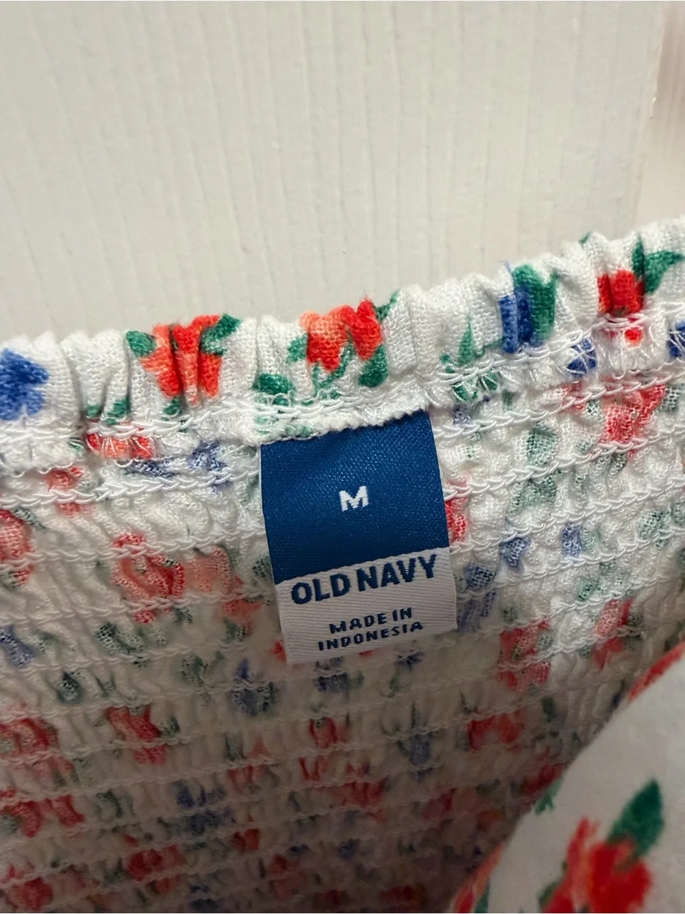 Old Navy White Sundress with Red & Blue Floral Print